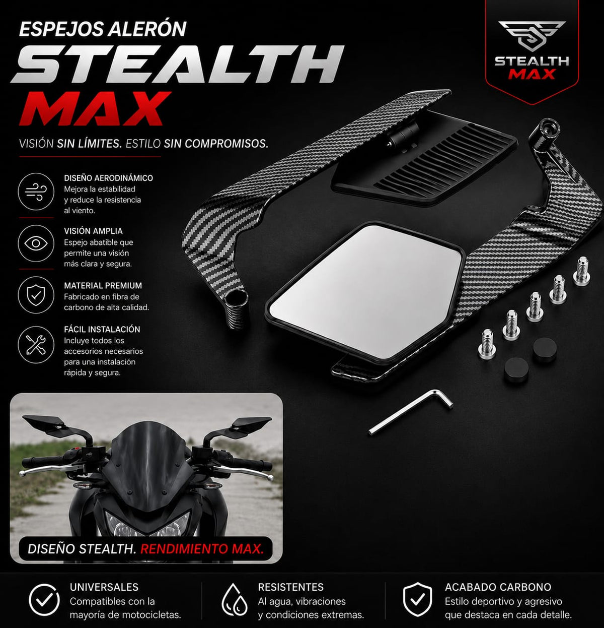 ESPEJOS ALERON STEALTH MAX